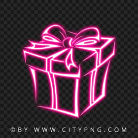 HD Glowing Pink Neon Gift Box PNG