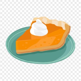 Cartoon One Piece Of Pumpkin Pie On Plate