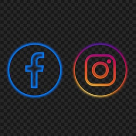 HD Facebook Instagram Neon Aesthetic Logos Icons PNG