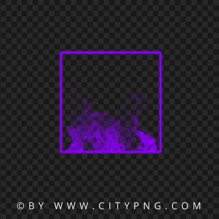 Neon Purple Square Frame With Smoke PNG Image