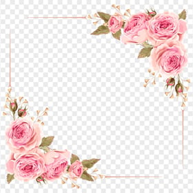 HD Pink Roses Flowers Border Frame PNG