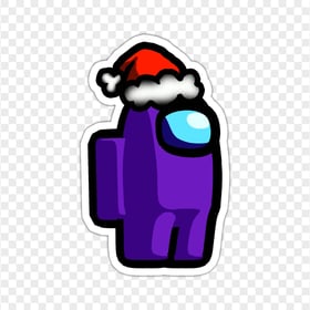 HD Purple Among Us Character Santa Hat Stickers PNG