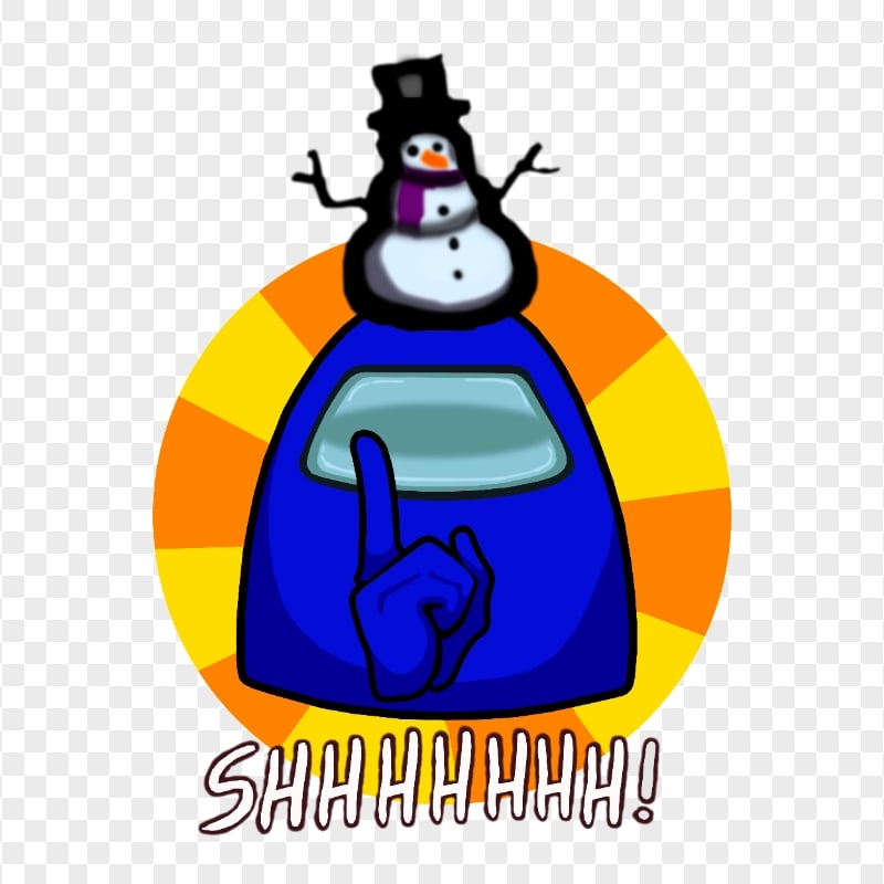 HD Blue Among Us Crewmate Shhh Logo With Snowman Hat PNG