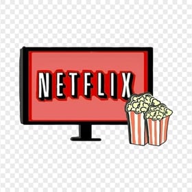 Tv Icon With Pop Corn And Netflix Logo