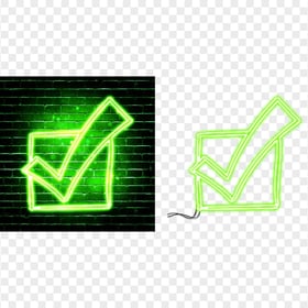HD Green Neon Check Mark Tick Box Sketch Icon Transparent PNG