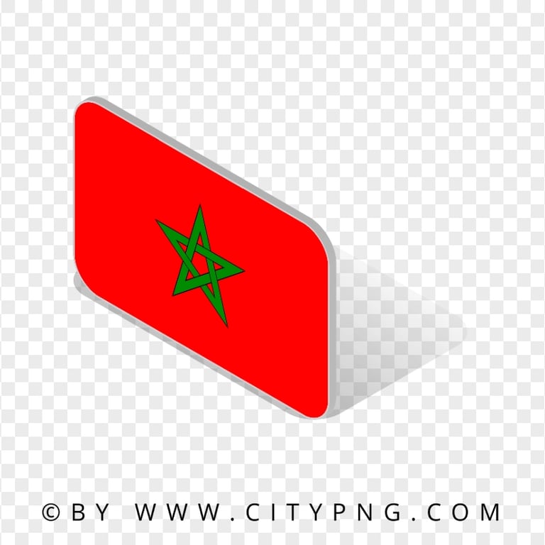 Morocco Isometric 3D Flag Icon Transparent Background