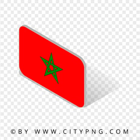 Morocco Isometric 3D Flag Icon Transparent Background