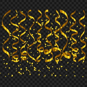 Yellow Gold Streamers Confetti Party Celebration PNG
