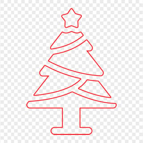 HD Red Outline Christmas Tree Icon PNG