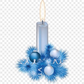 FREE Christmas Candle With Blue Ornament Balls PNG