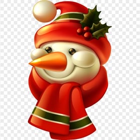 Christmas Snowman Face Wearing Santa Hat Illustration