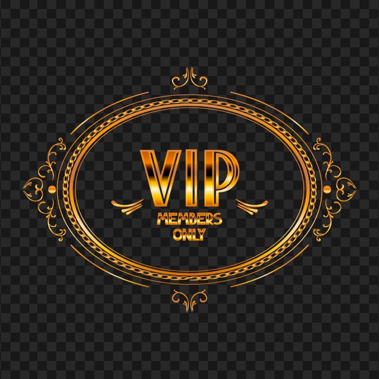 Golden Gold VIP Members Only Logo Sign PNG