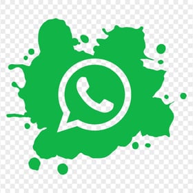 HD Green Paint Splash Outline WhatsApp Logo Icon PNG