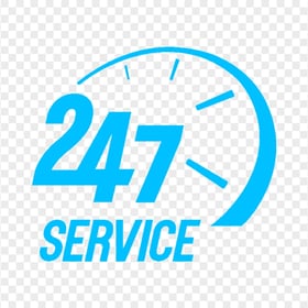 Customer Service Support 24/7 Blue Icon Transparent Background