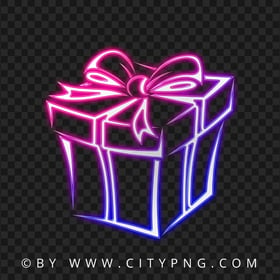 Download Blue & Pink Neon Gift Box PNG