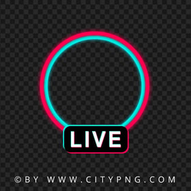 Tiktok Live Neon Circle Logo Sign PNG Image