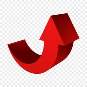 HD Red 3D Curved Arrow Pointing Up PNG
