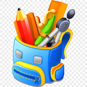 HD School Bag With Supplies Illustration PNG