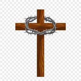 Wooden Cartoon Cross Christ Metal Crown Of Thorns