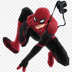 HD Black Spiderman Jumping Cartoon Cameraman PNG