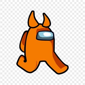 HD Orange Among Us Walking Character With Horns PNG