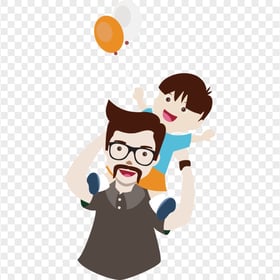 HD Vector Happy Child With Dad Cartoon PNG