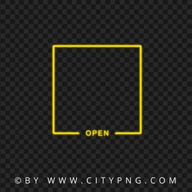 Yellow Neon Frame With Open Sign HD PNG