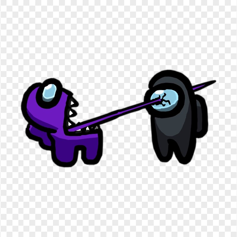 HD Among Us Crewmate Purple Character Tongue Kill Black PNG