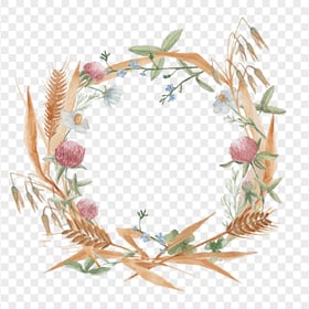 Watercolor Wreath cereal wildflowers png