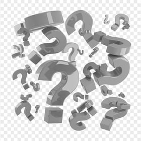HD PNG 3D Gray Question Marks Icons Pattern