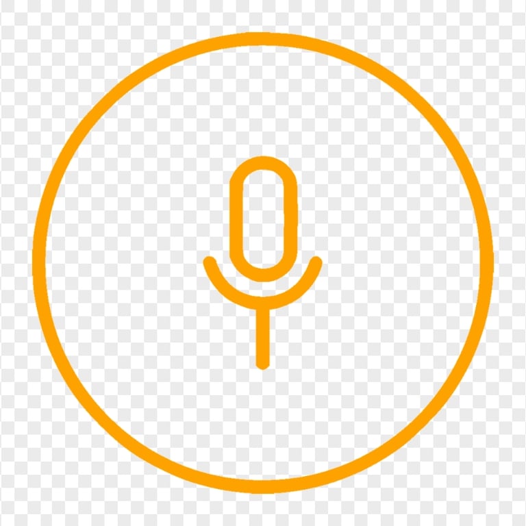 Round Voice Recorder Mic Line Orange Icon PNG Image