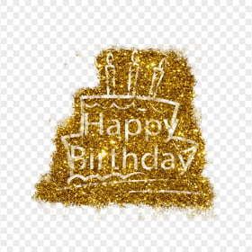 HD Gold Glitter Happy Birthday Text PNG