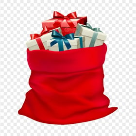 Christmas Red Bag Of Gifts PNG Image