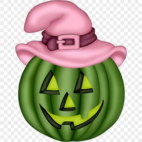 Green Happy Pumpkin Face Witch Hat Halloween