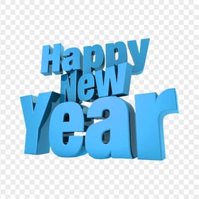 HD Blue 3D Happy New Year Text PNG