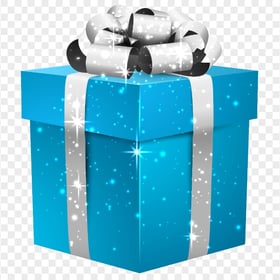HD Blue Gift Box Illustration With Sparkling Stars PNG