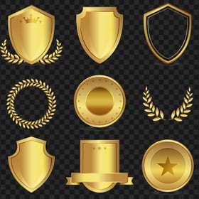 Collection Of Golden Medals Badges HD PNG