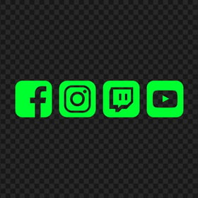 HD Green Lime Facebook Instagram Twitch Youtube Square Icons PNG