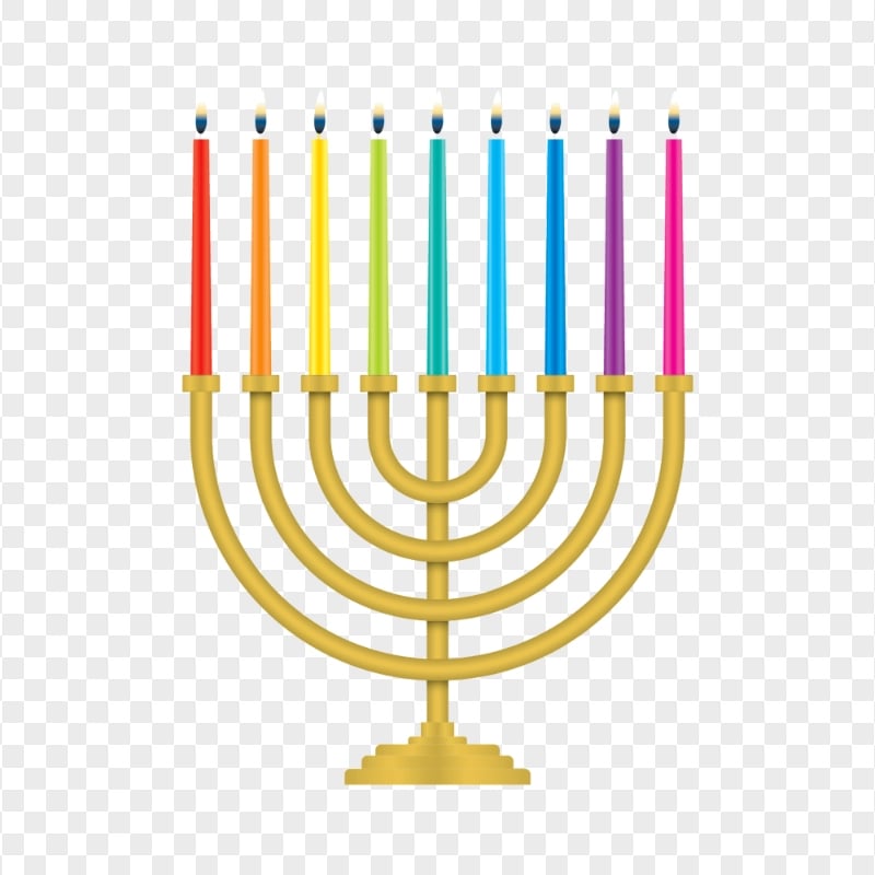 HD Hanukkah Colorful Candles Holder PNG