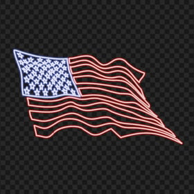 HD American United States Flag Glowing Neon PNG