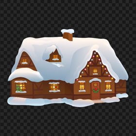 Christmas Snowy Vector Cartoon House HD PNG