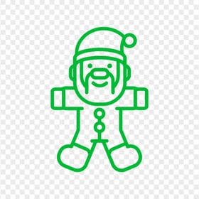 Elf Santa Claus Outline Green Icon PNG