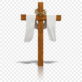 Brown Wooden Cross Calvary Crucifix Cloth Draped