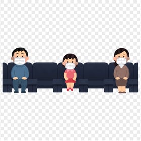 Sit Down Persons Social Distance Cartoon Icon