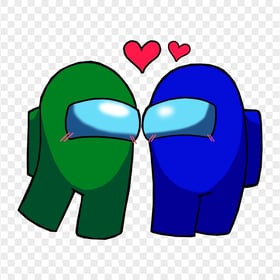 HD Among Us Green Love Blue Characters Valentines Day PNG