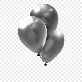 HD Three Silver Balloons Flying PNG