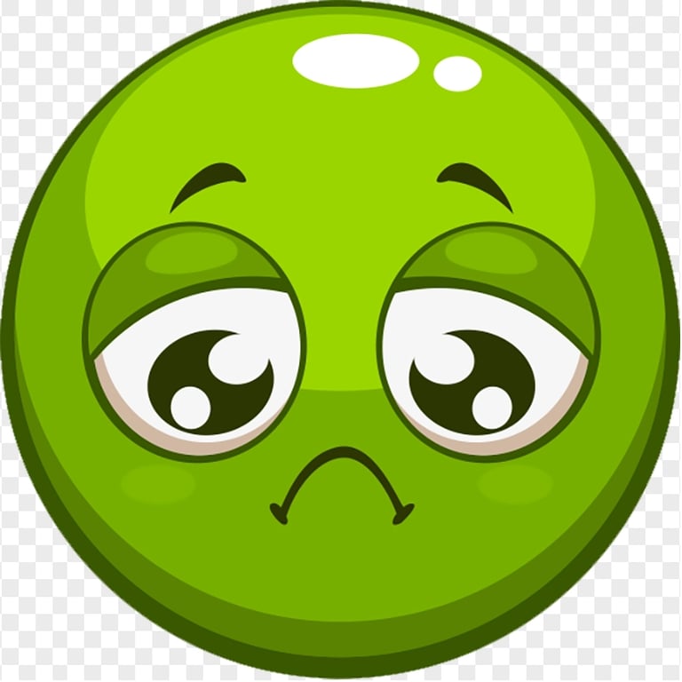 Green Emoji Emoticon Face Sick Tired