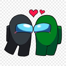 HD Among Us Black Love Green Characters Valentines Day PNG