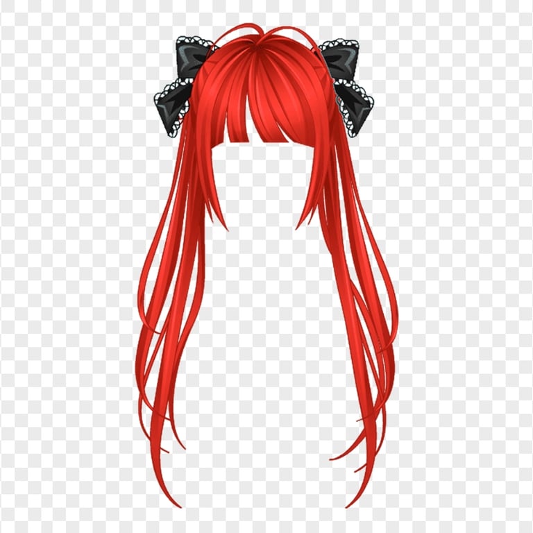 HD Red Long Anime Girl Hair PNG | Citypng
