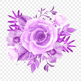 Watercolor Painting Purple Flower Rose Download PNG